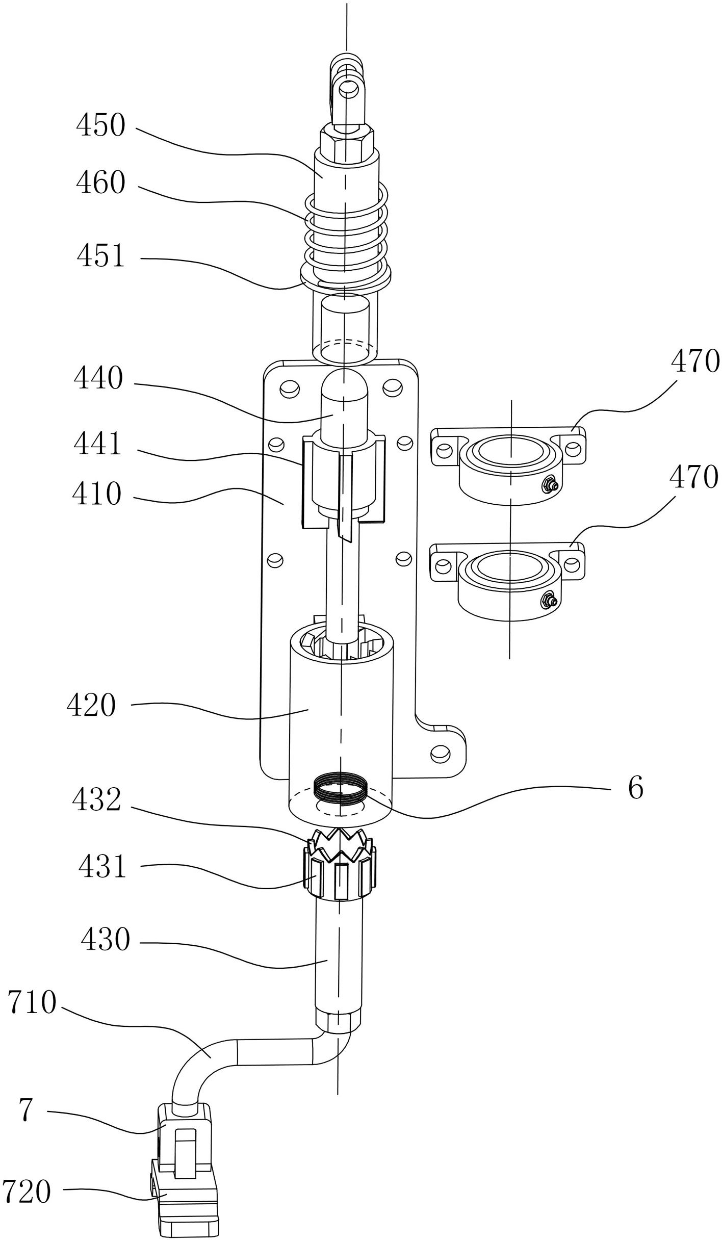 Automatic positioning device in lifting of large arm of spreader and spreader