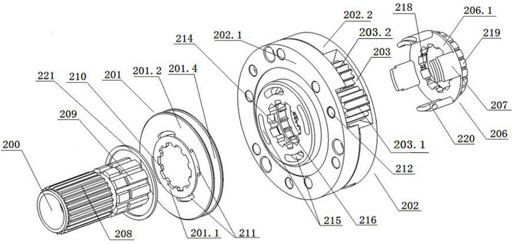 Planetary differential structure of electronically-controlled transfer case