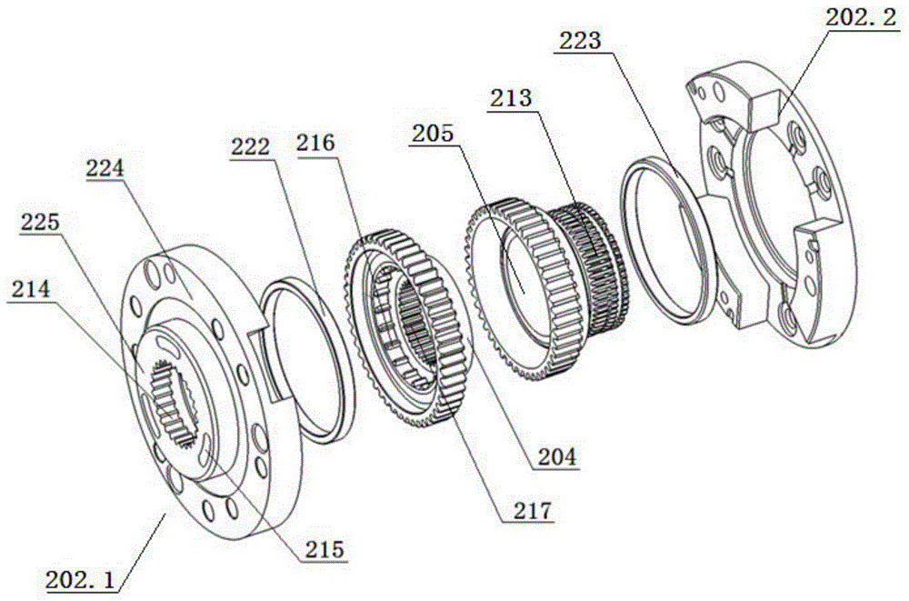 Planetary differential structure of electronically-controlled transfer case