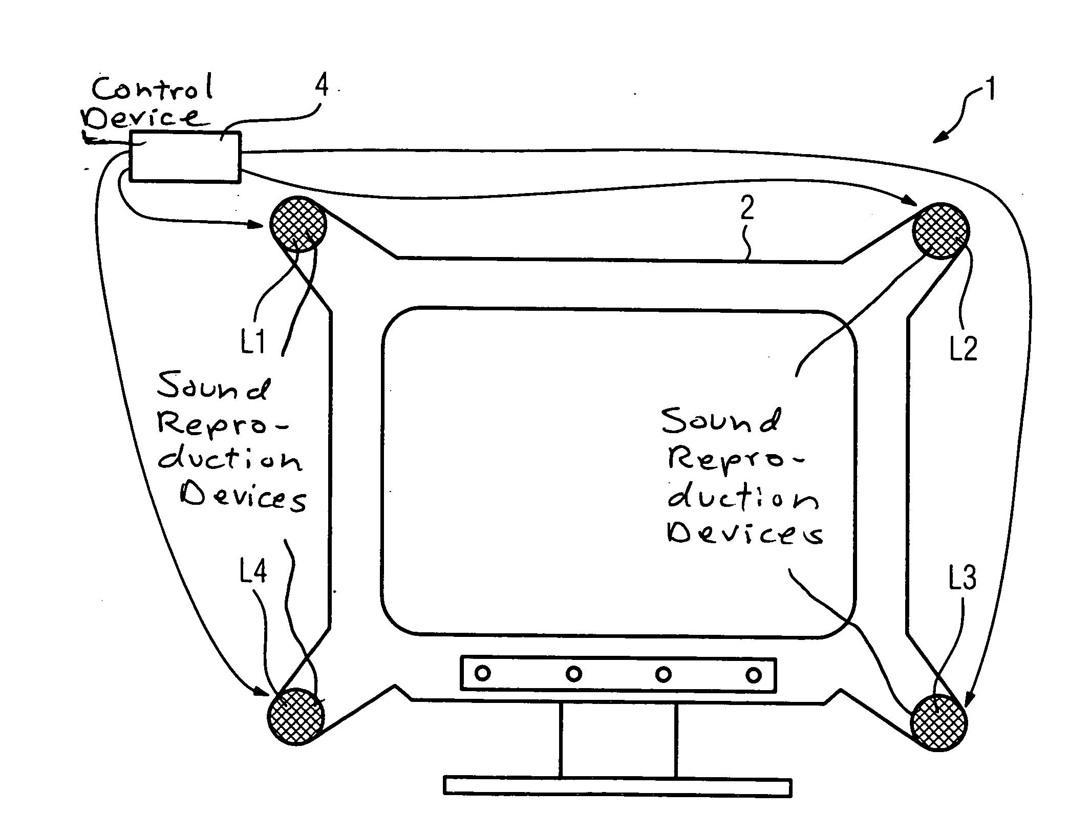 Reproduction apparatus with audio directionality indication of the location of screen information
