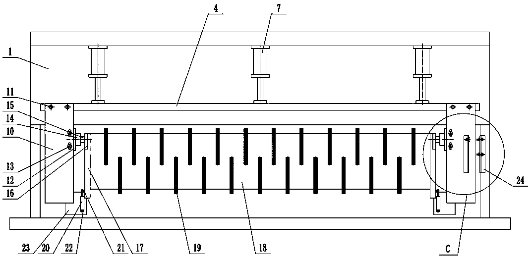 Automatic blanking and outputting equipment of gate type plate shearing machine