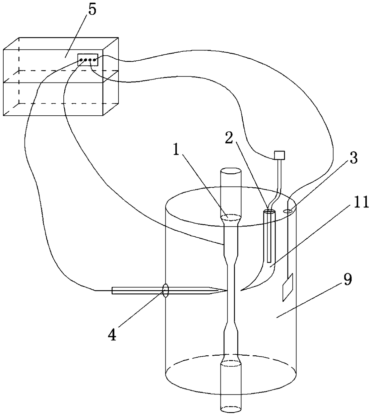 Monitoring method for dynamic change of pH value in interface micro-region during metal stress corrosion process