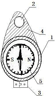 Electronic key with storage USB flash drive and compass