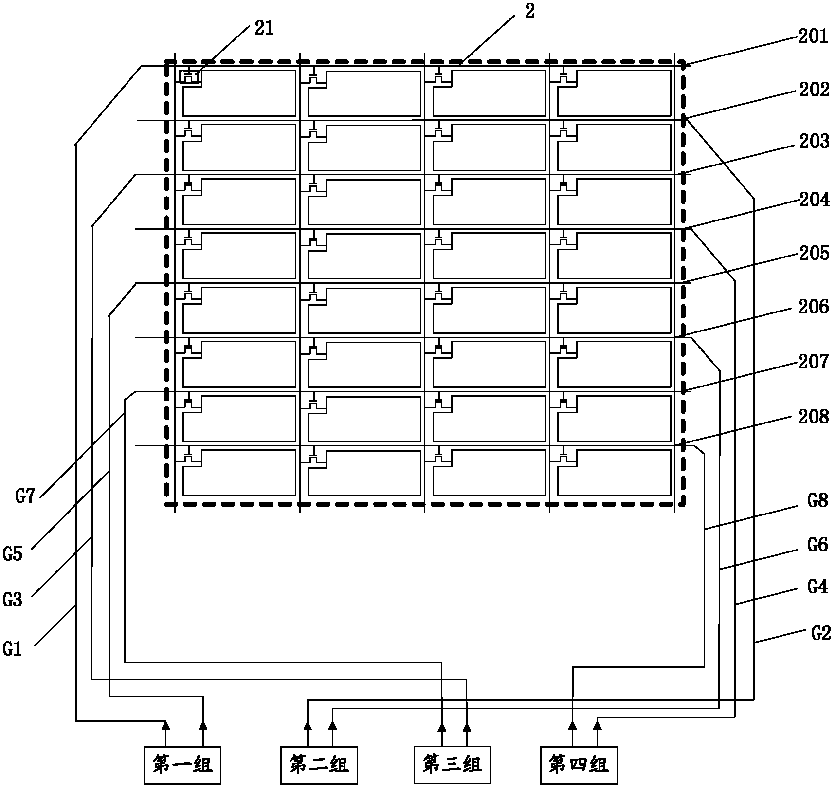 Active array display, scanning line drive circuit of active array display and scanning line drive method of active array display