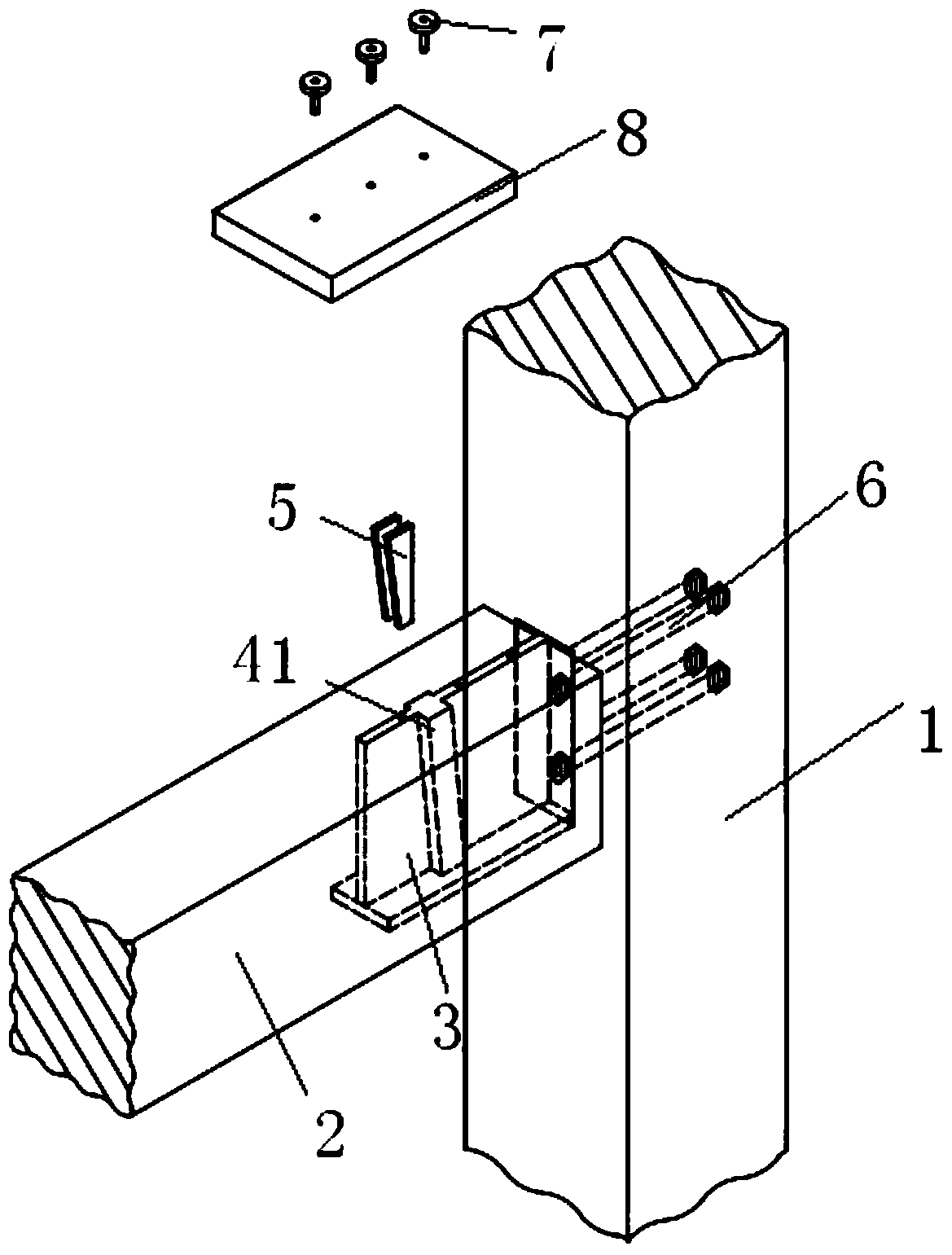 Fabricated steel-wood structure connecting joint