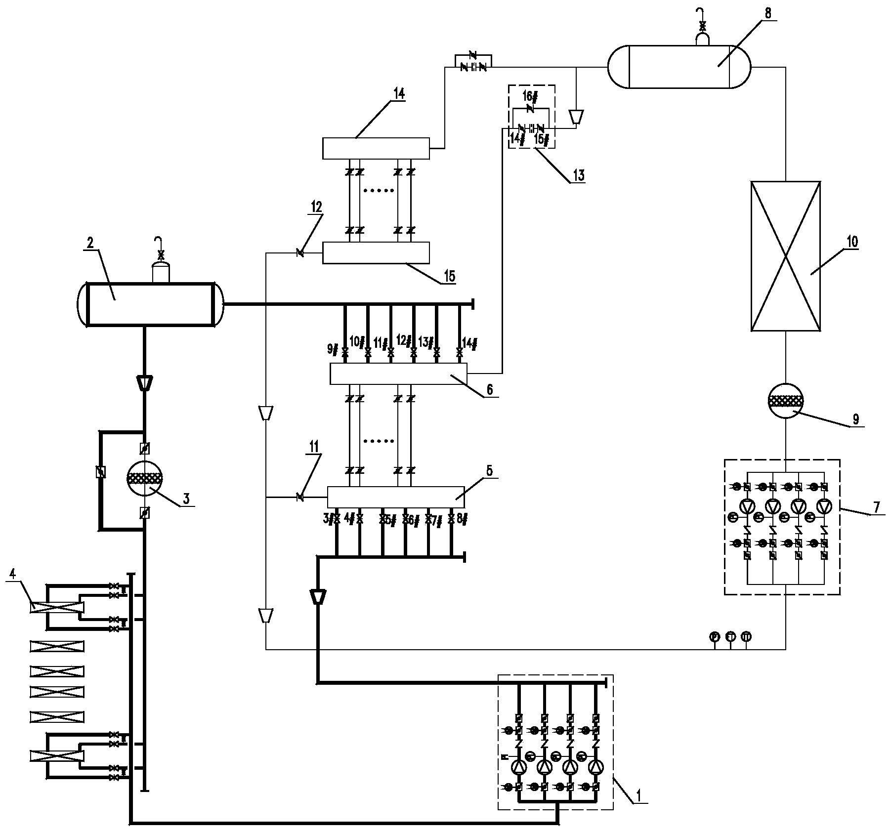 Closed circulation cooling system of blast furnace and non-shutdown online switching method of closed circulation cooling system