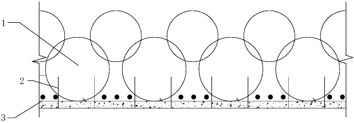 Construction method of model-building concrete between fender piles of subway station