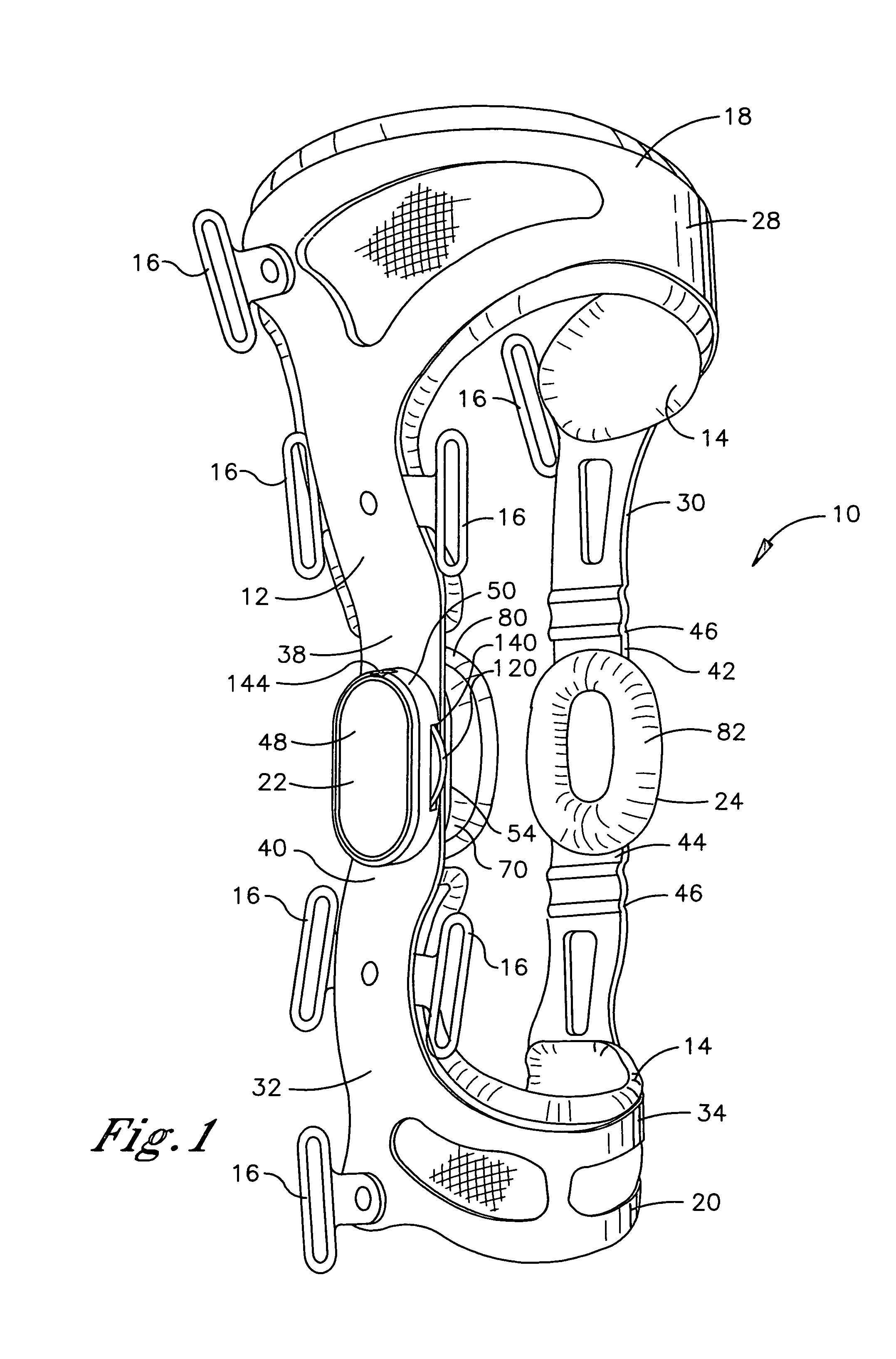 Rotational hinge assembly for a knee brace having an osteoarthritis treatment function