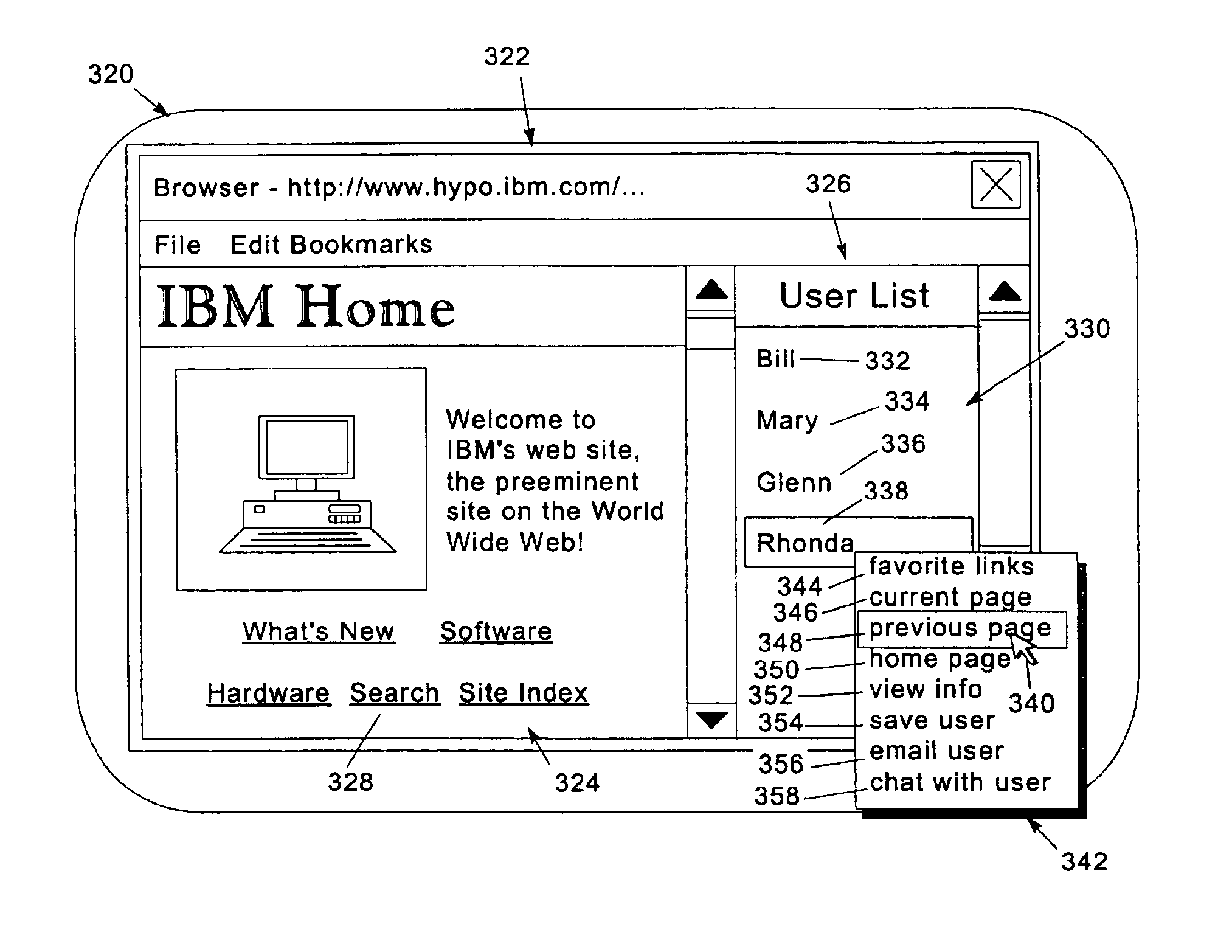 Browser for use in accessing hypertext documents in a multi-user computer environment