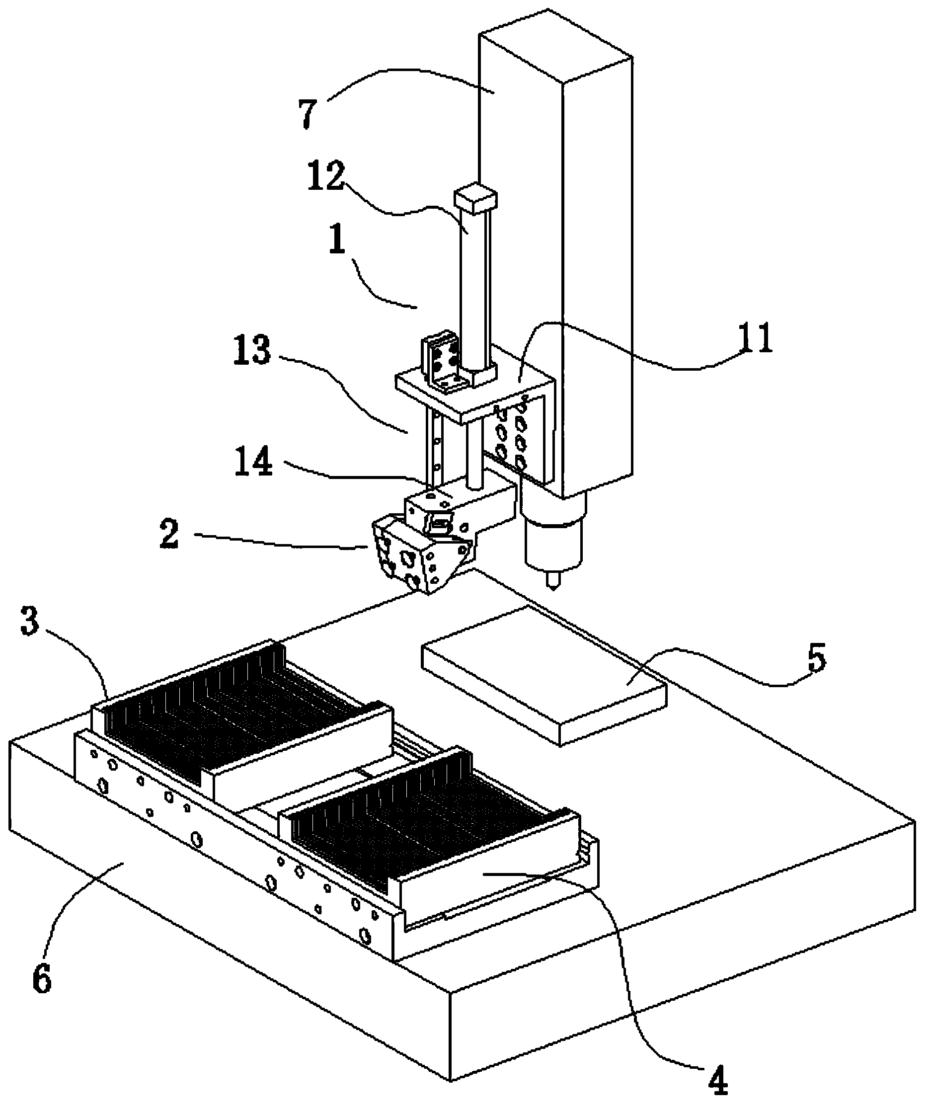 Automatic feeding and blanking mechanism for lens grinder