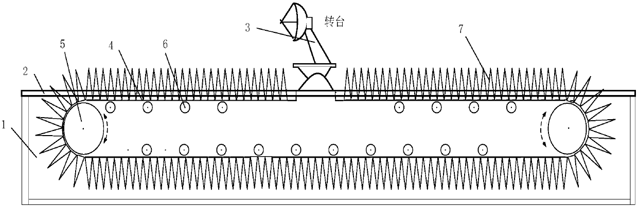 Guide rail device used for antenna test of microwave dark room