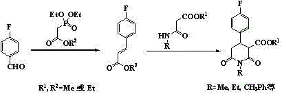 Synthetic process of 1-alkyl-4-p-fluorophenyl-2,6-piperadinedione-3-formic ester