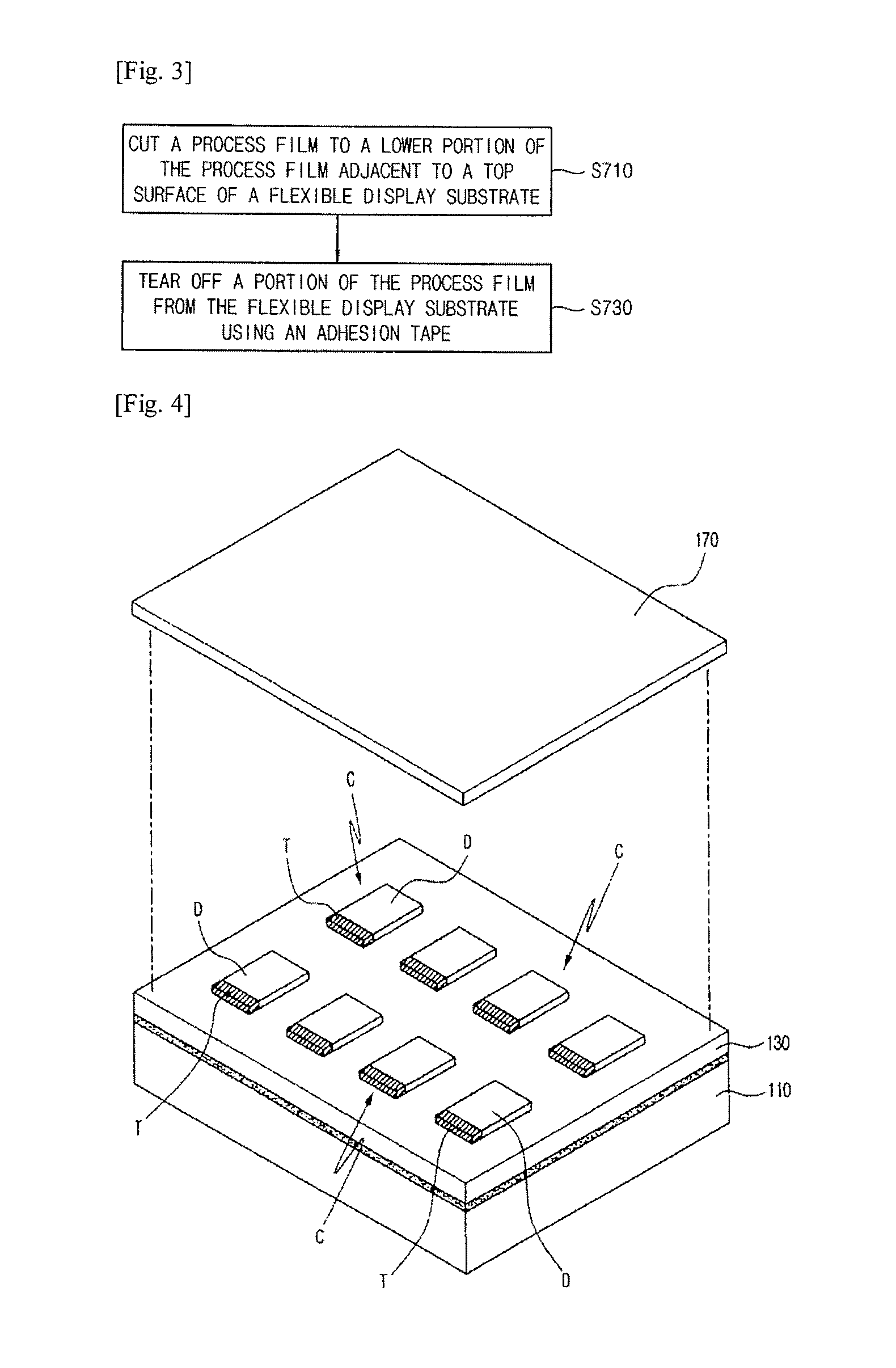 Method of manufacturing a flexible display substrate and process film for manufacturing a flexible display substrate