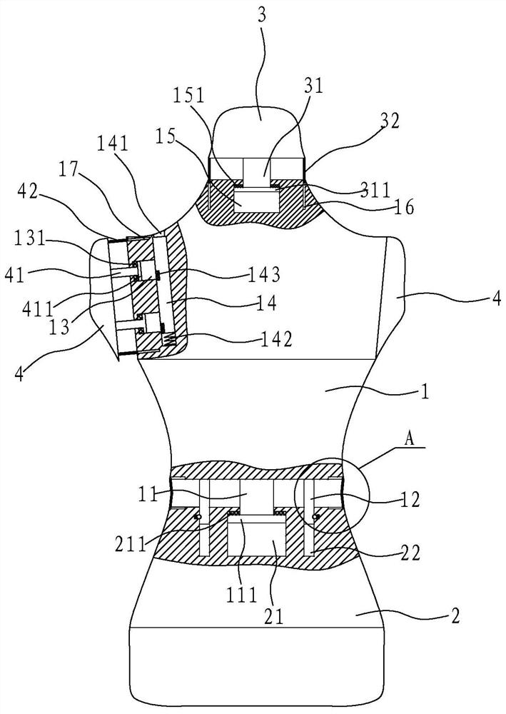 A clothing model with adjustable body size