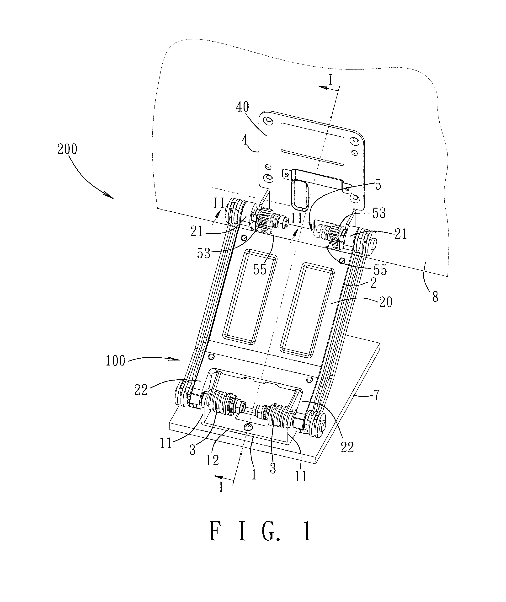 Hinge, supporting module having the hinge, and display device having the supporting module