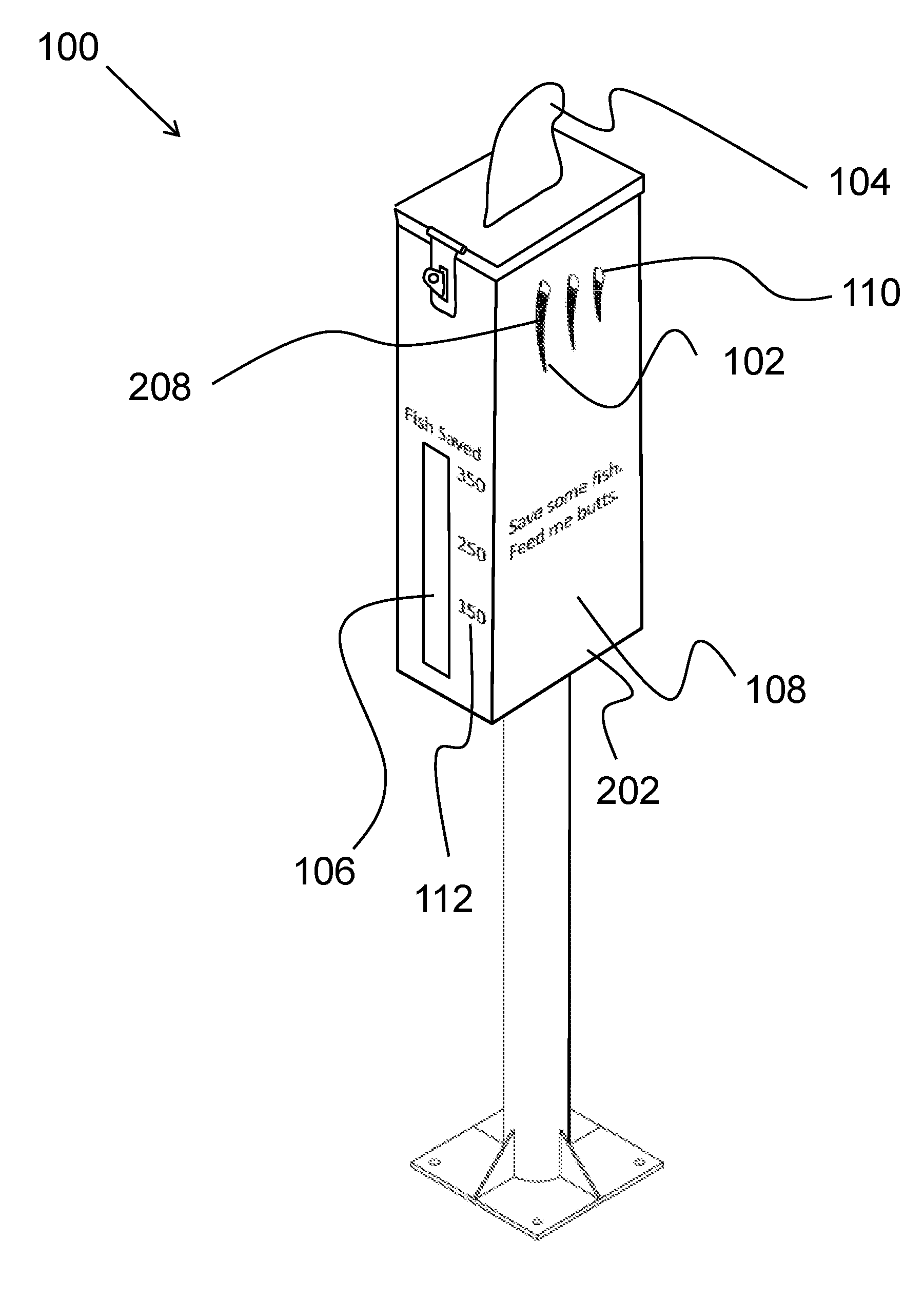 Animal-shaped trash receptacle with cavity having transparent viewing window