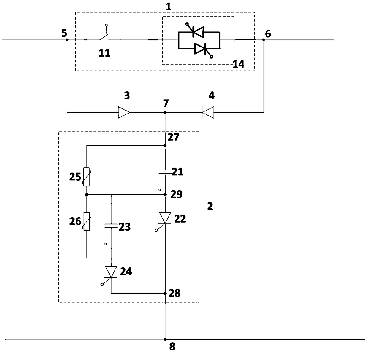 A thyristor-based DC circuit breaker topology with bidirectional blocking function