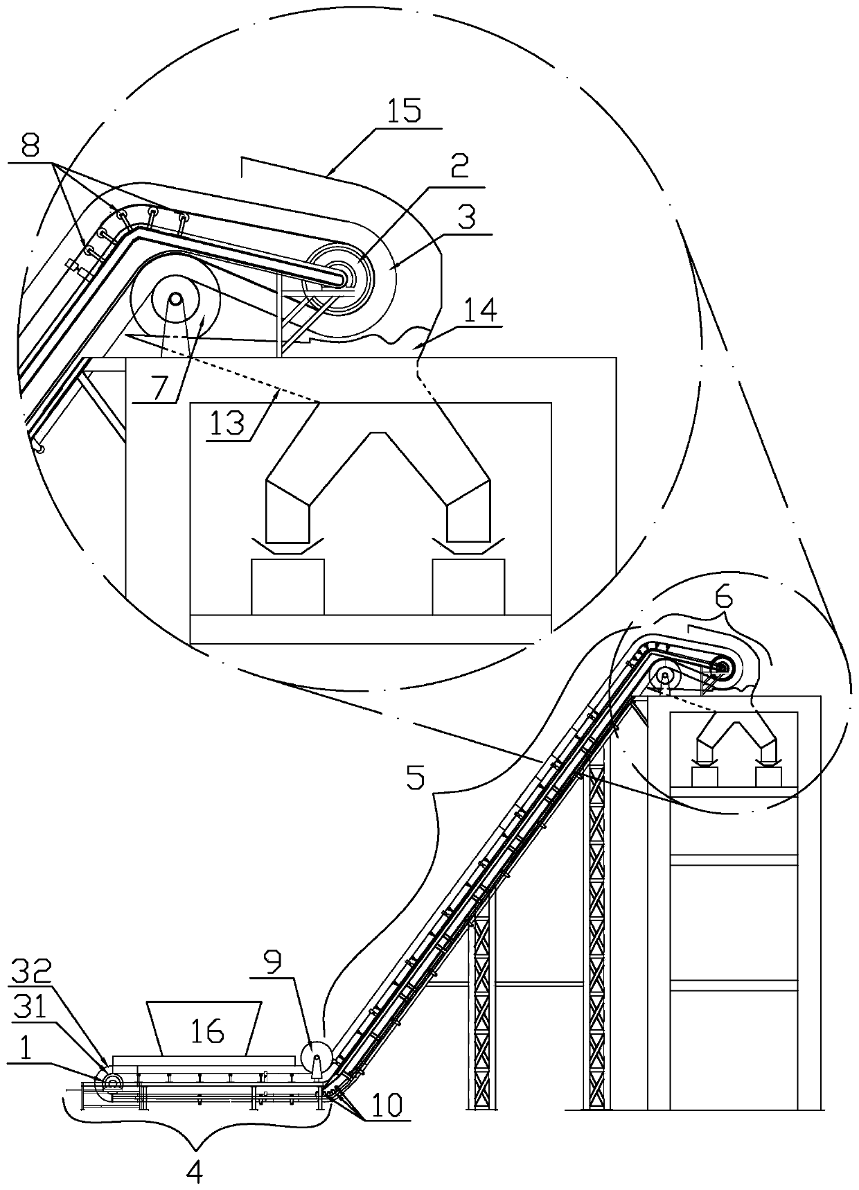Large-inclination-angle belt conveyor