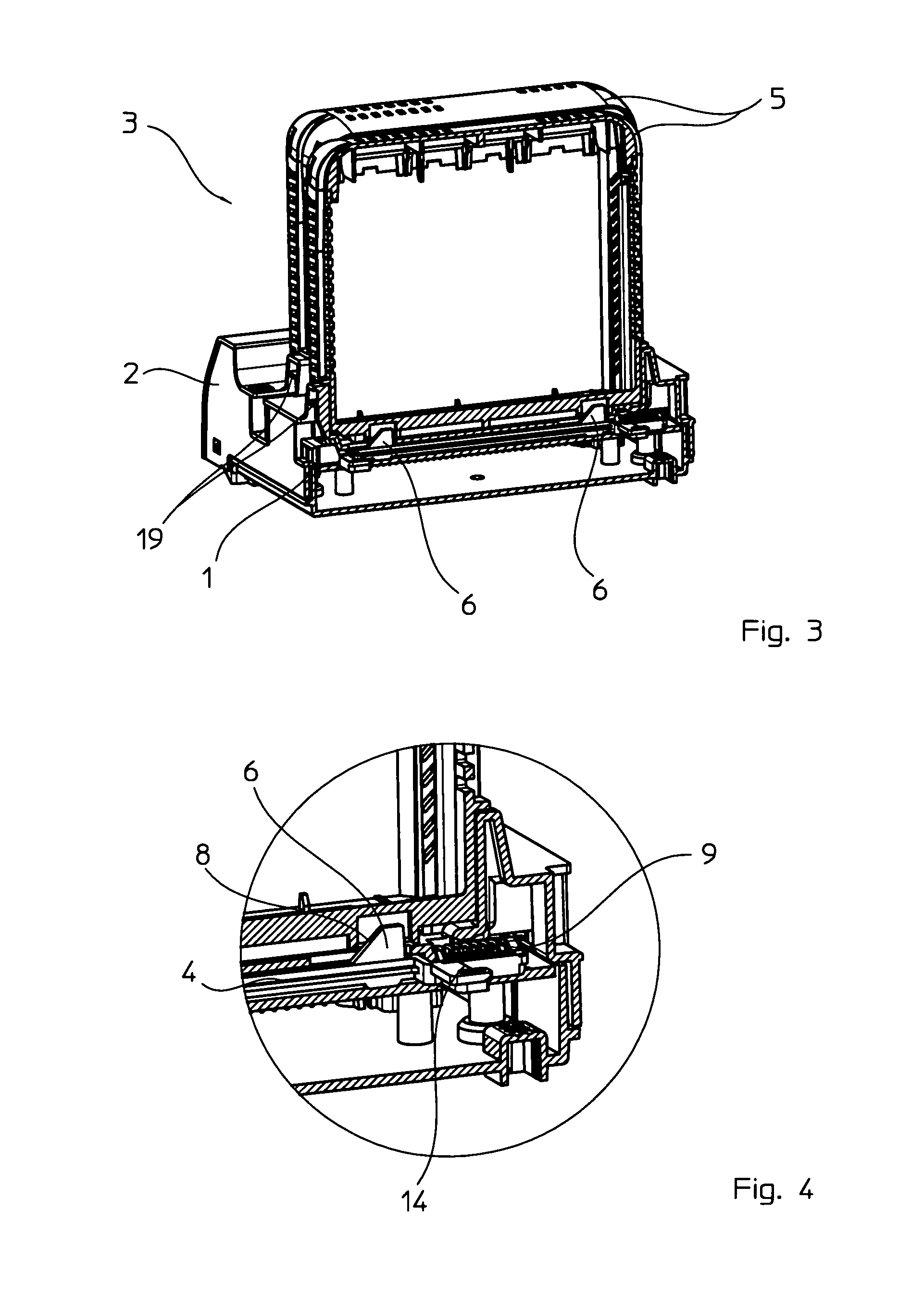 Locking mechanism for a housing to hold a plug-in module