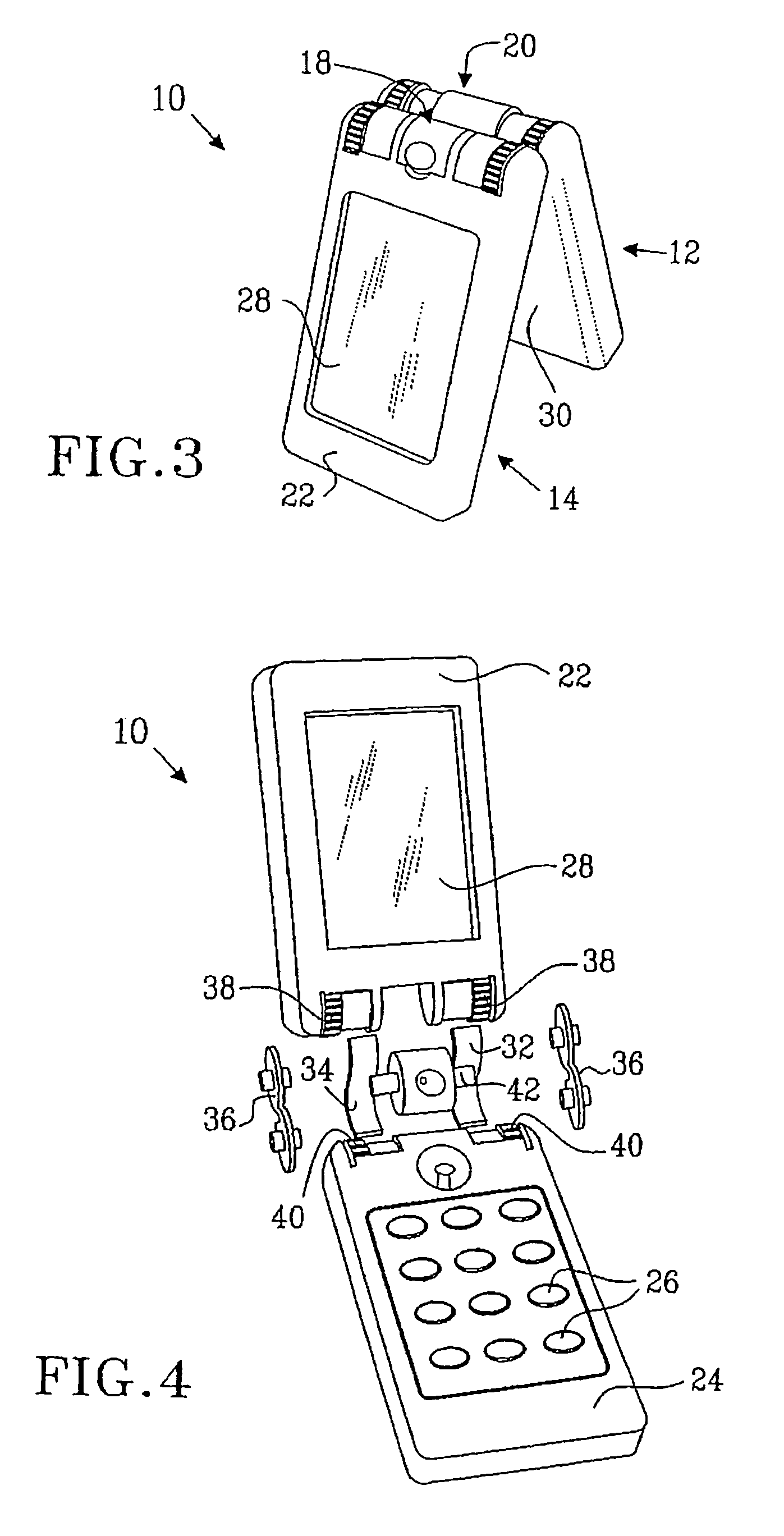 Flexible conductors connected between two parts of a portable electronic device