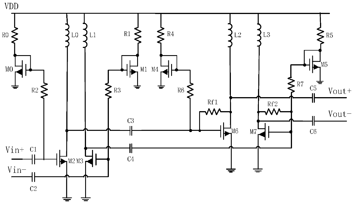 Differential power amplifier for CMOS with radio frequency of 0.1-1.2GHz