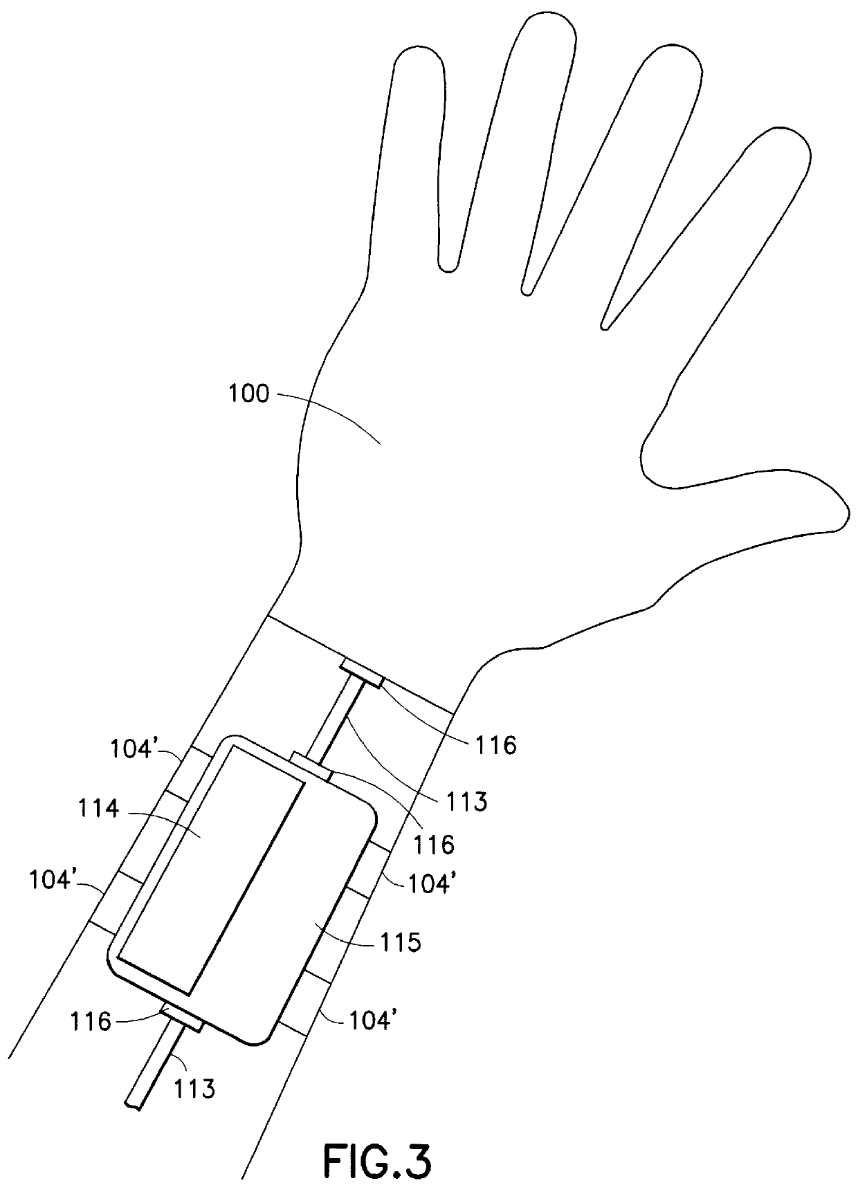 Data input glove having conductive finger pads and thumb pad, and uses therefor