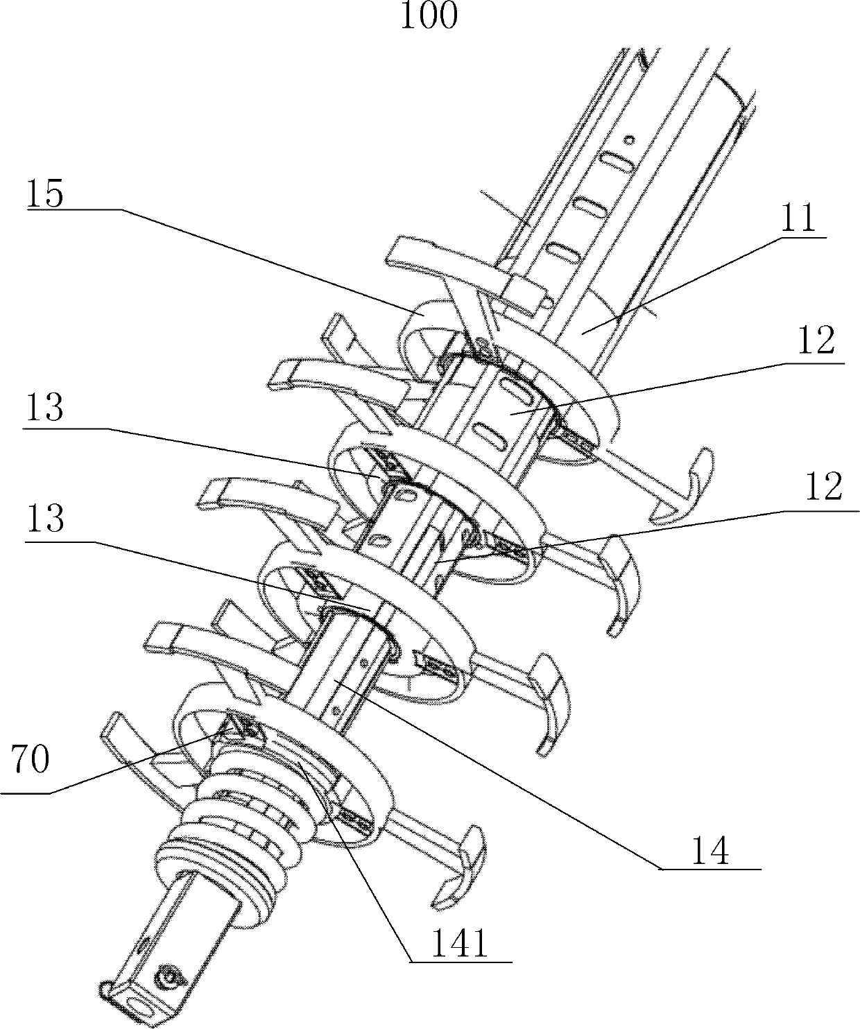 Righting mechanism, drilling rod structure and engineering machine using same