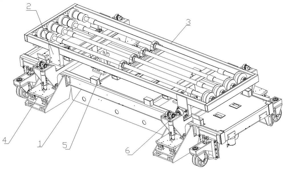 Lifting and leveling mechanism of piggyback roller way self-balancing AGV