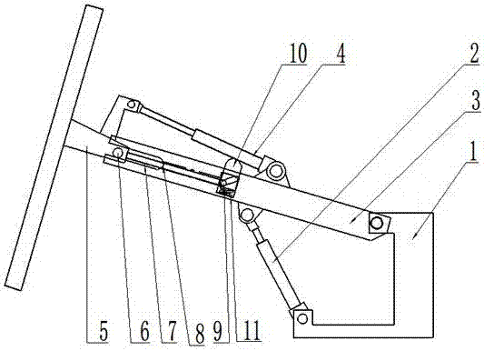 The movable fulcrum metamorphic mechanism of the small arm of the hydraulic drilling rig