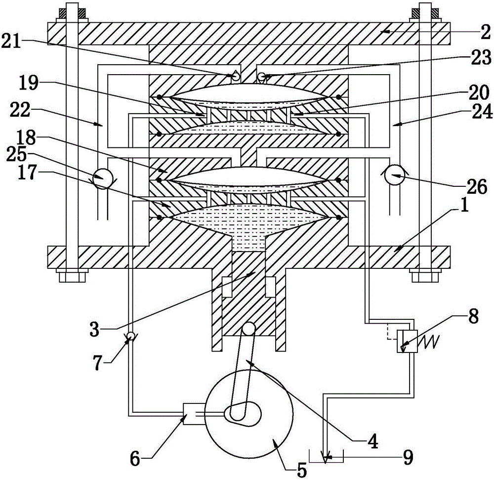 Overlap type large-displacement diaphragm compressor