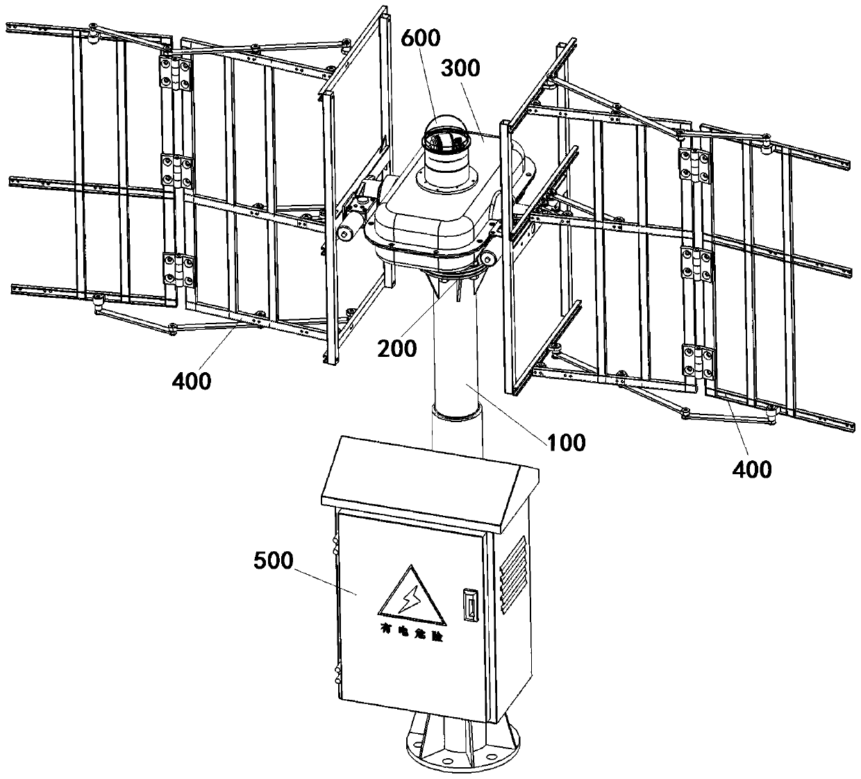 A foldable dual-axis light-following solar cell support