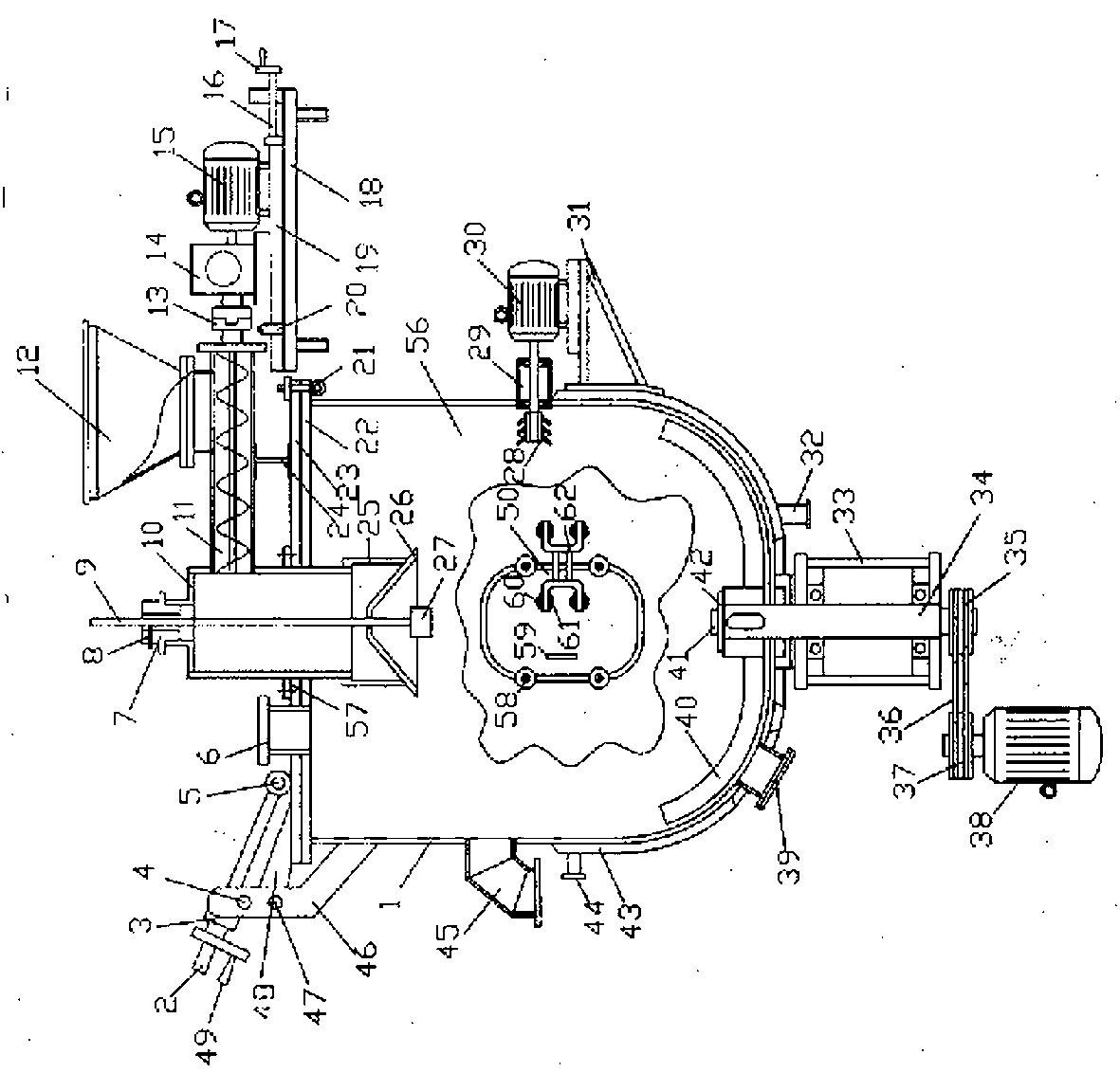 Continuous stirring granulator