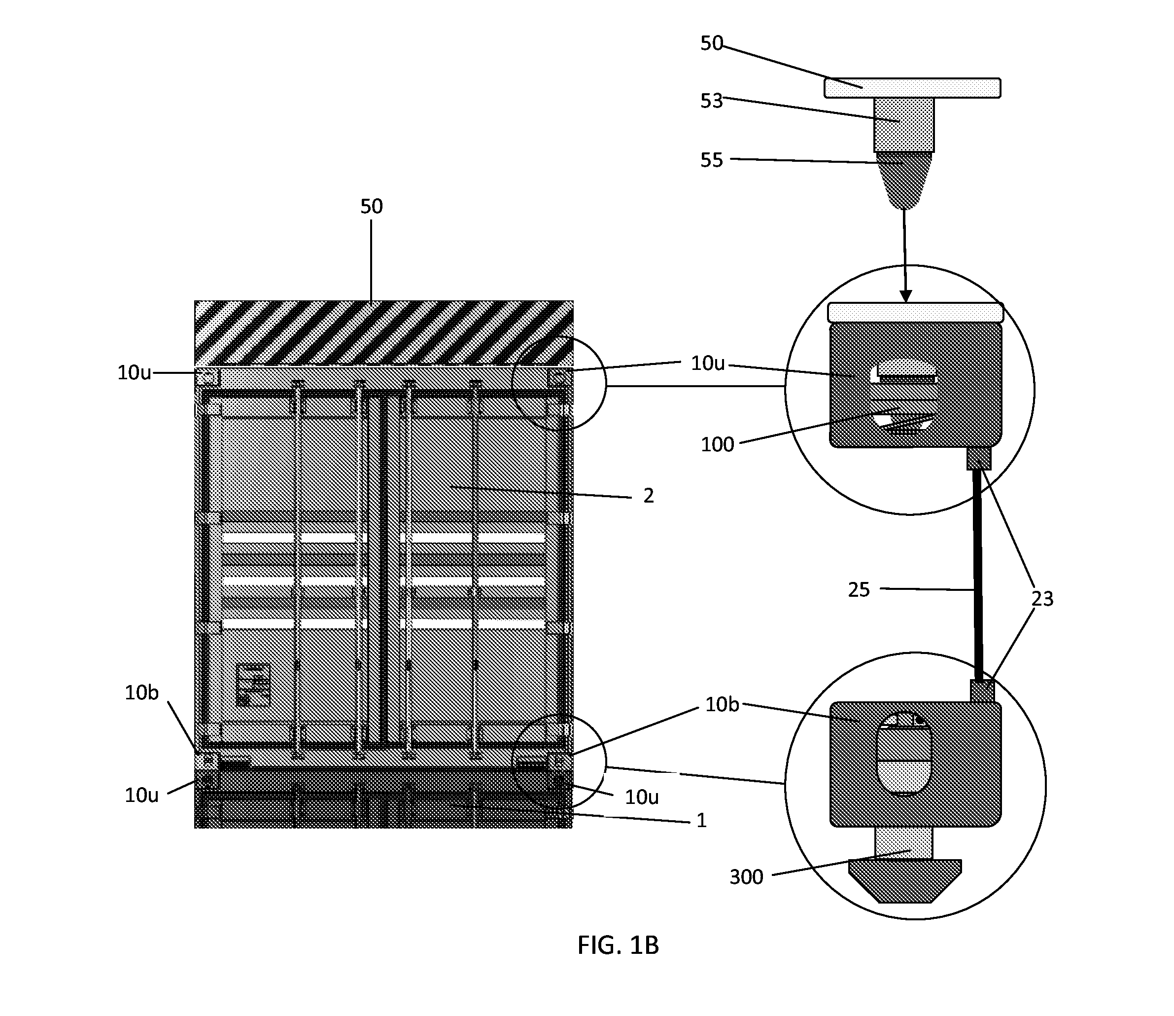 System for securing containers with compressive and torsional actuating unit