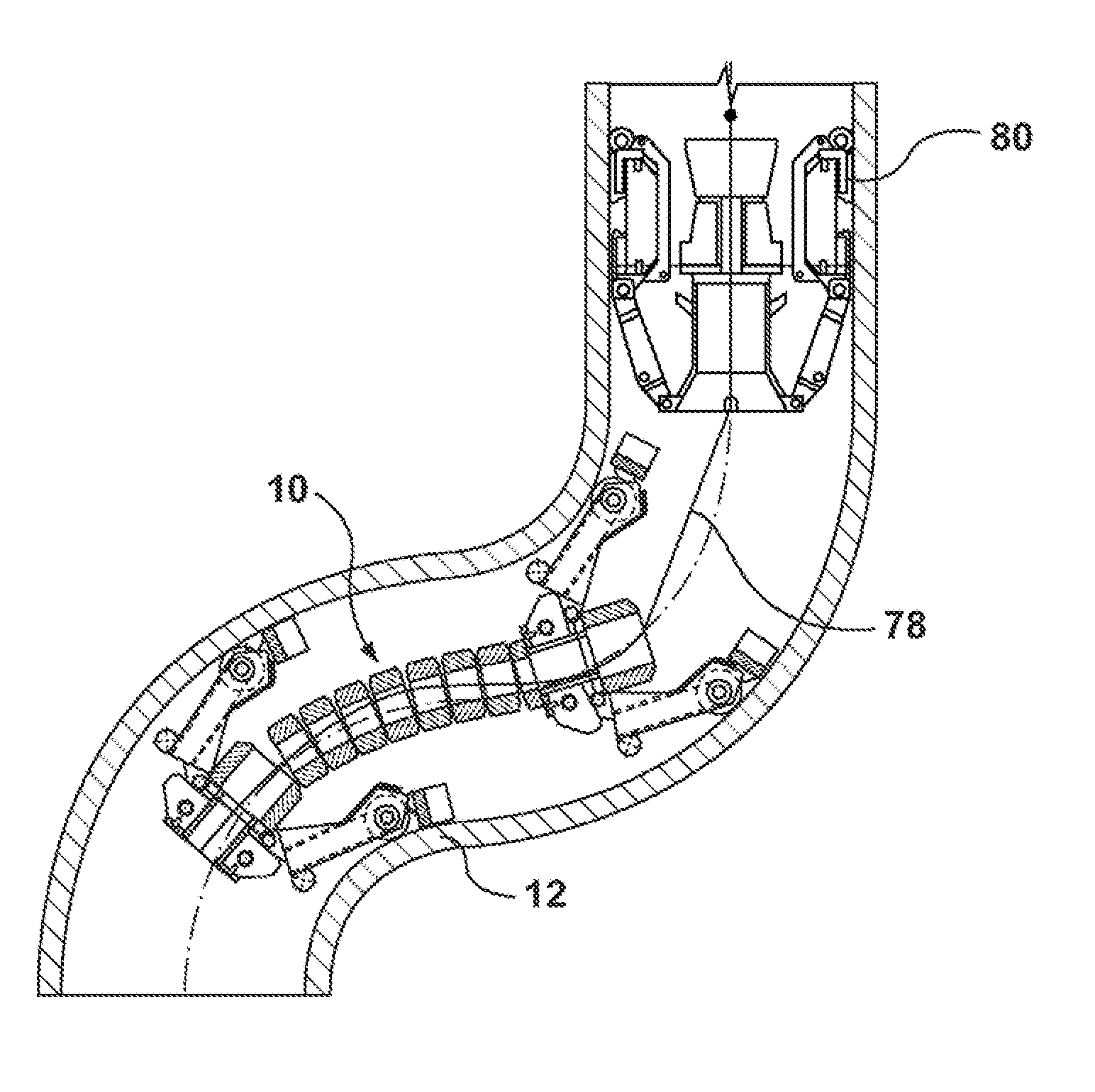 Device for moving a pig through a conduit, such as a pipeline