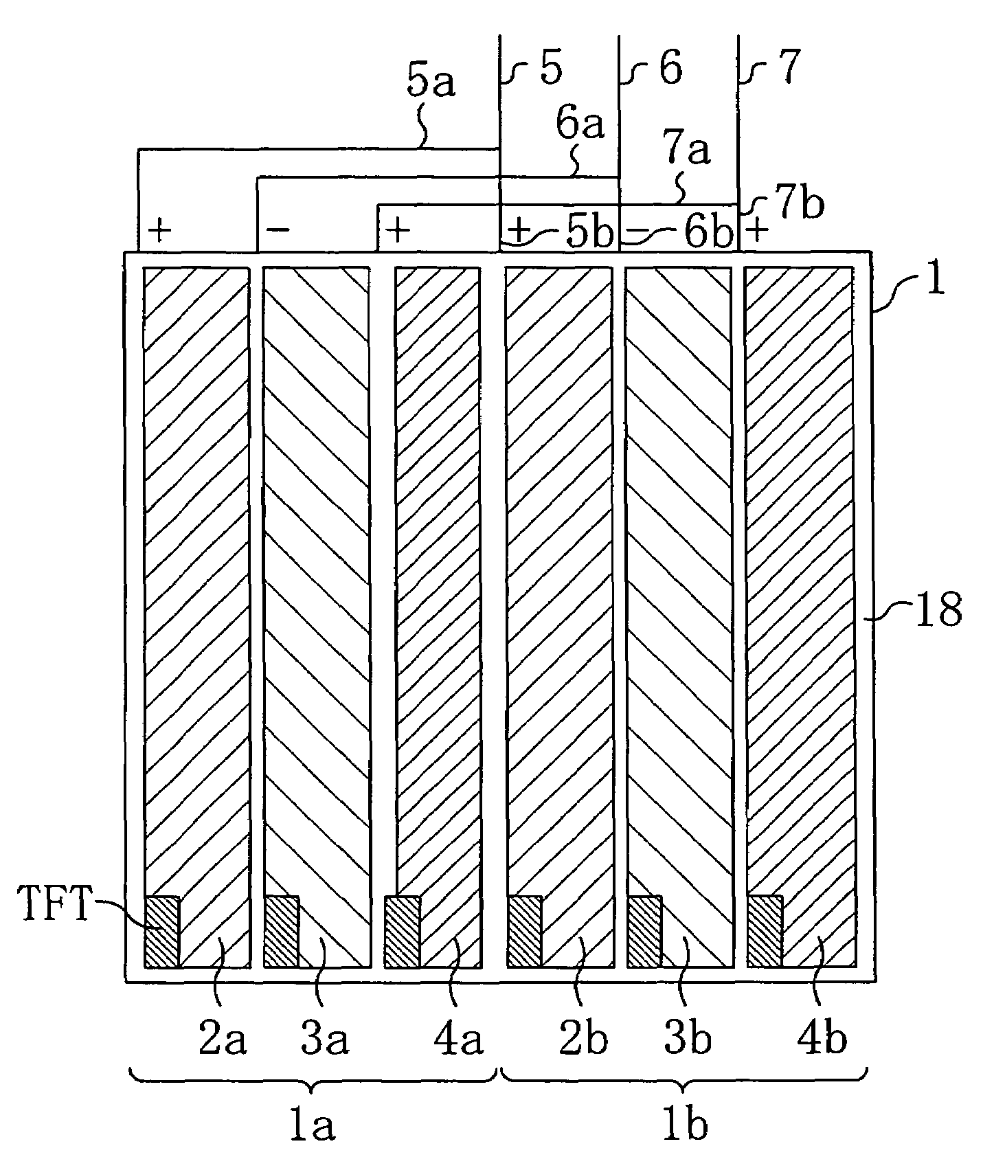 Display device having pixels including a plurality of sub-pixels