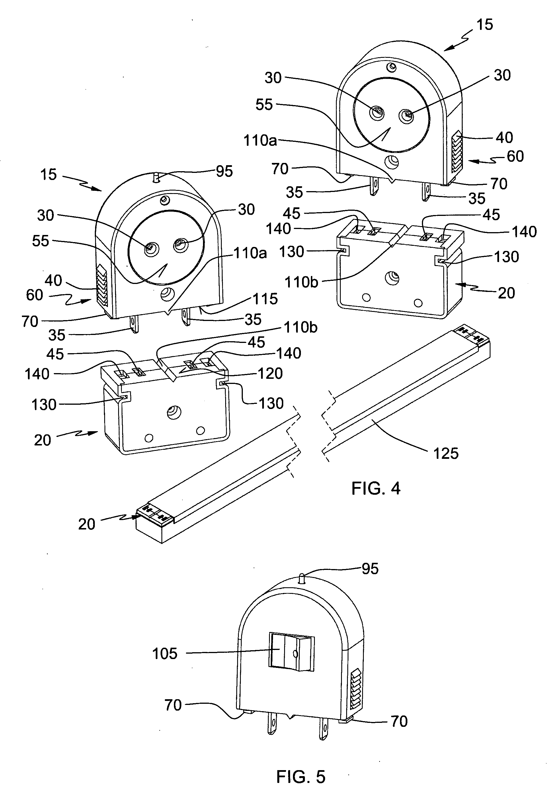 Fluorescent lamp holder assembly