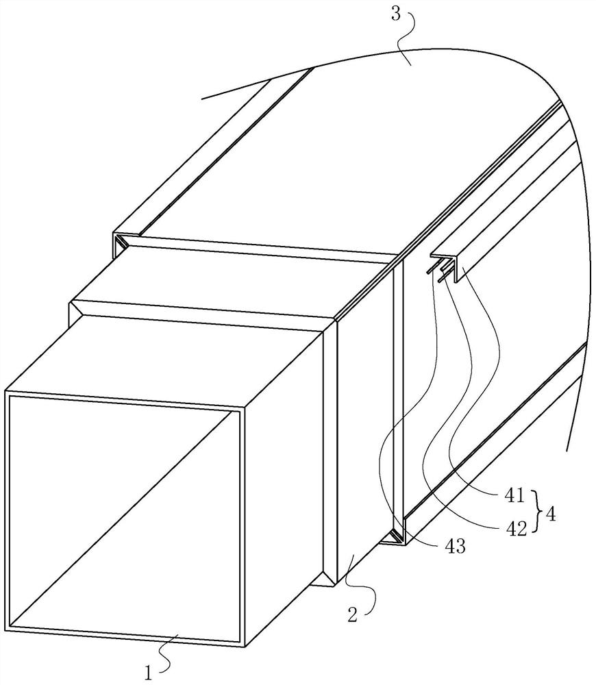 Fireproof structure and installation method for smoke prevention and exhaust duct