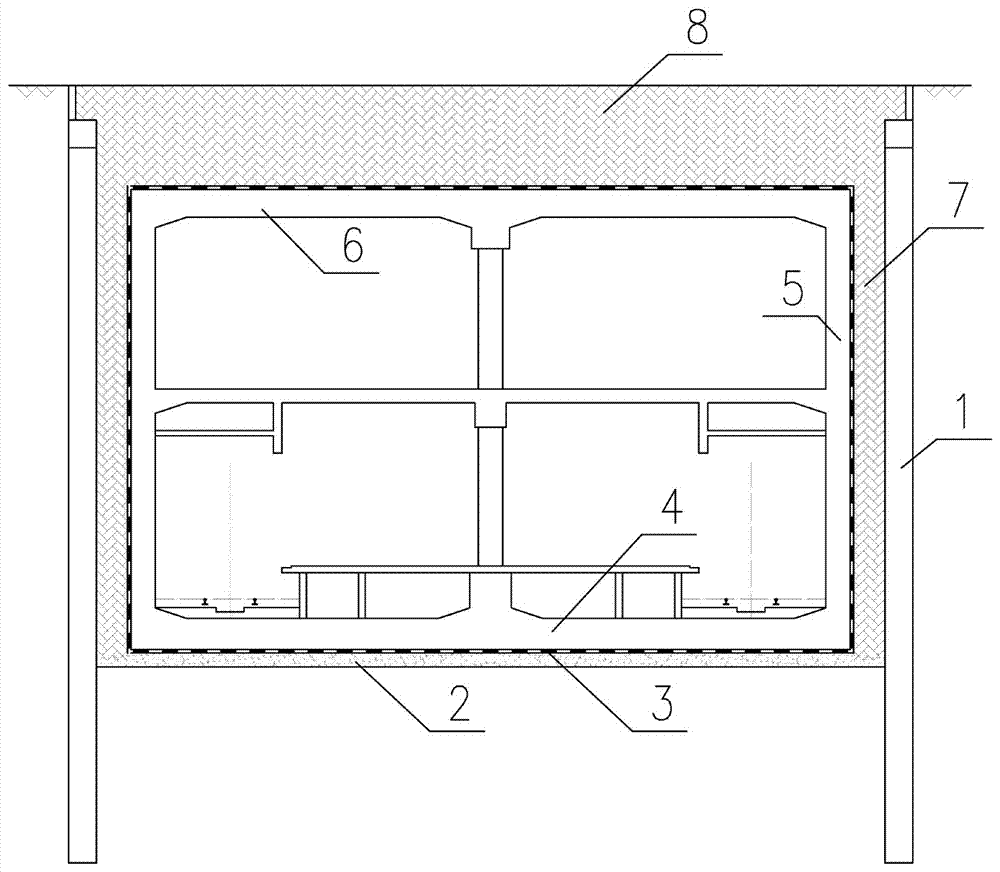 Comprehensive protective system for open-cut subway station under strongly corrosive environment and construction method for comprehensive protective system