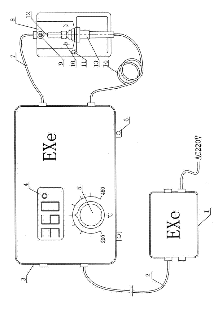 Auto-power-off explosion-proof conducting wire welding device and use method thereof