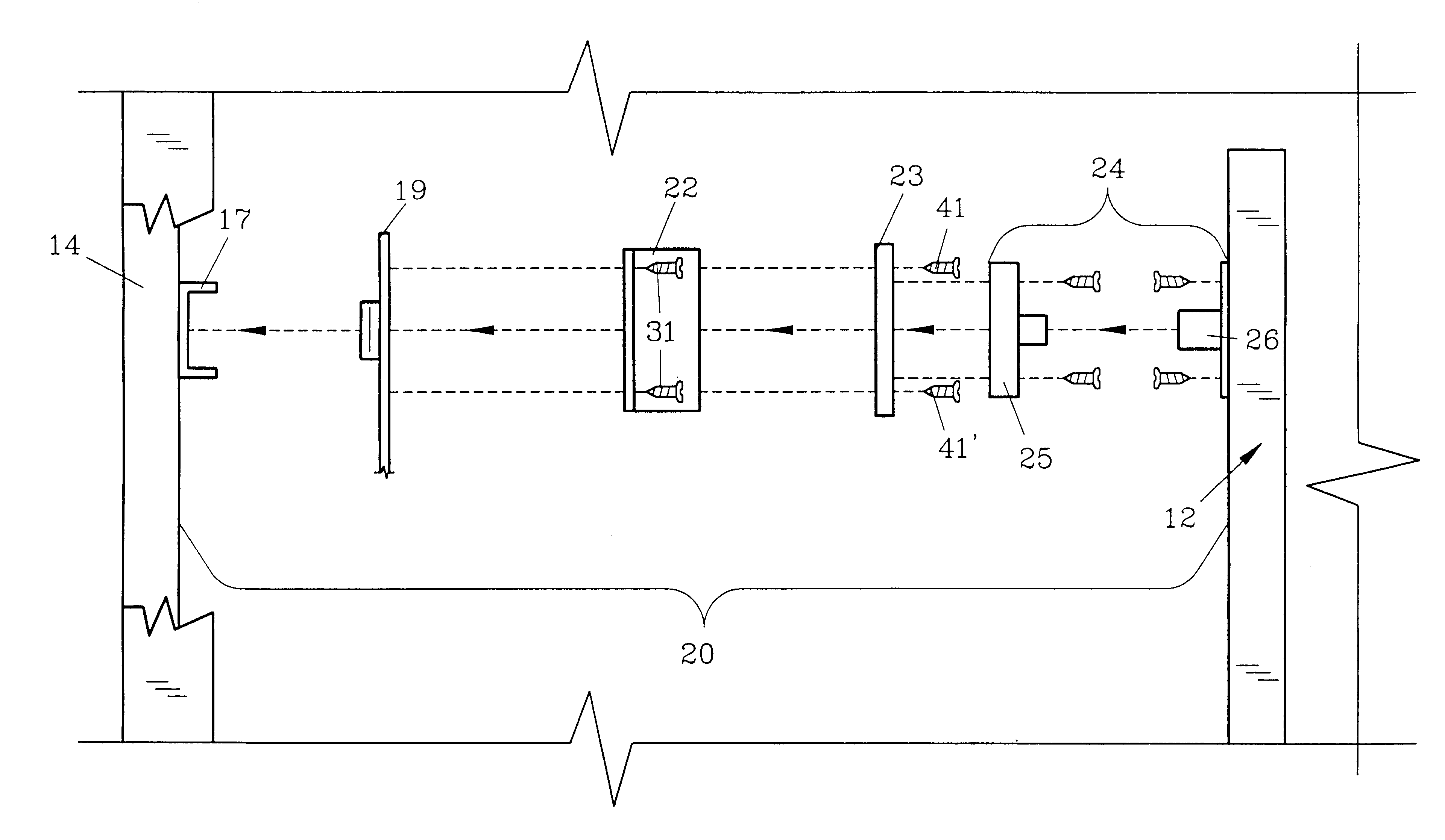 Sliding door hardware assembly and method