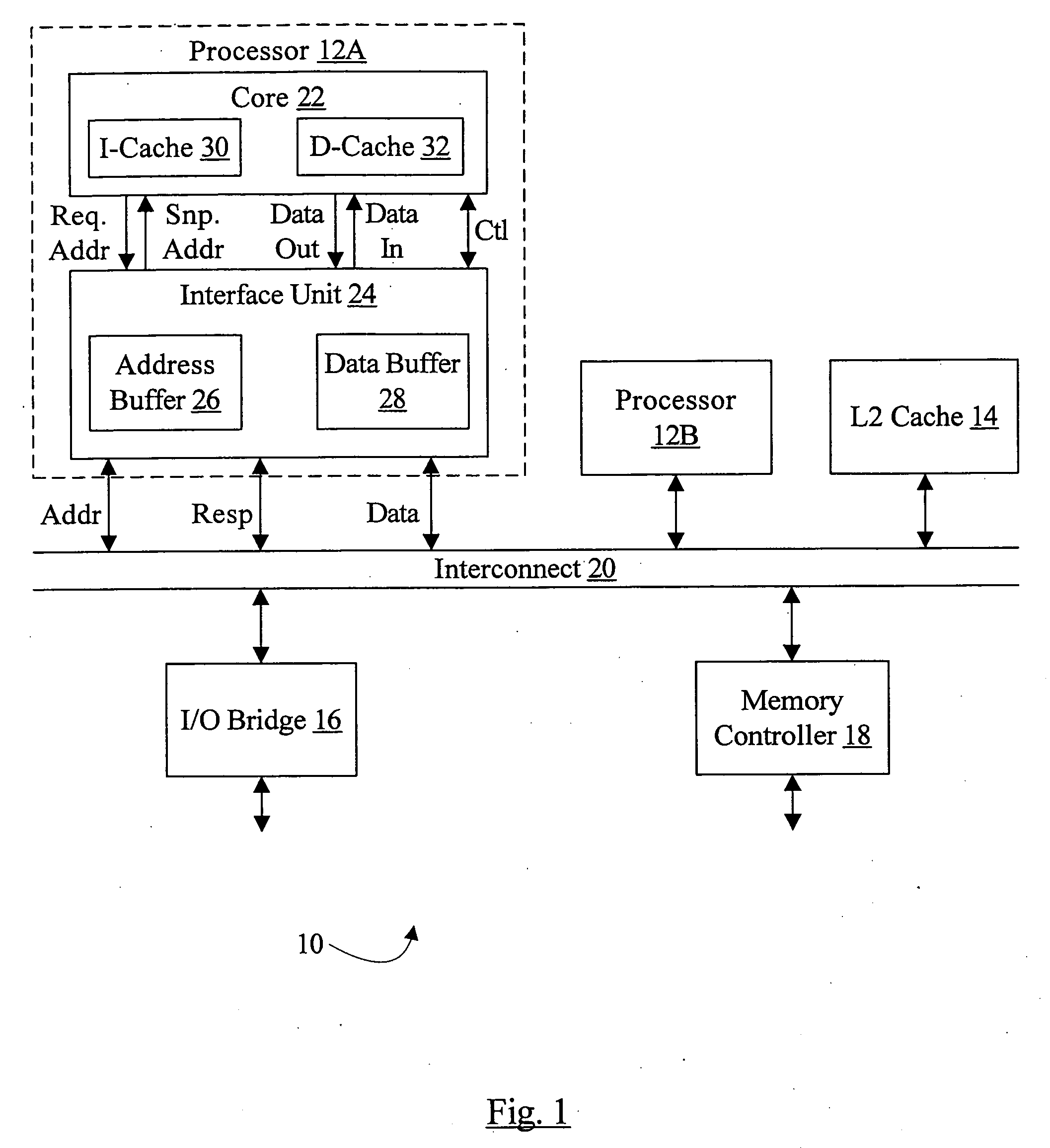 Combined buffer for snoop, store merging, load miss, and writeback operations