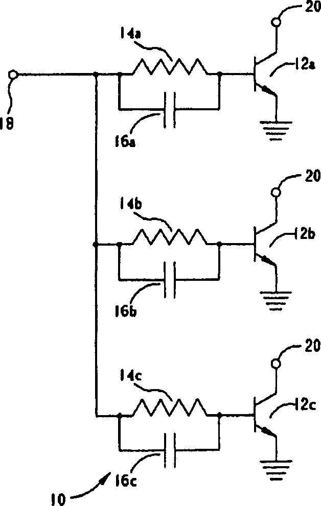 Power amplifier containing distributed capacitance