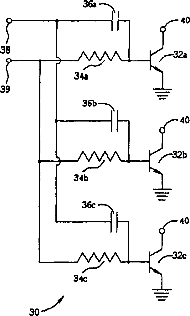 Power amplifier containing distributed capacitance