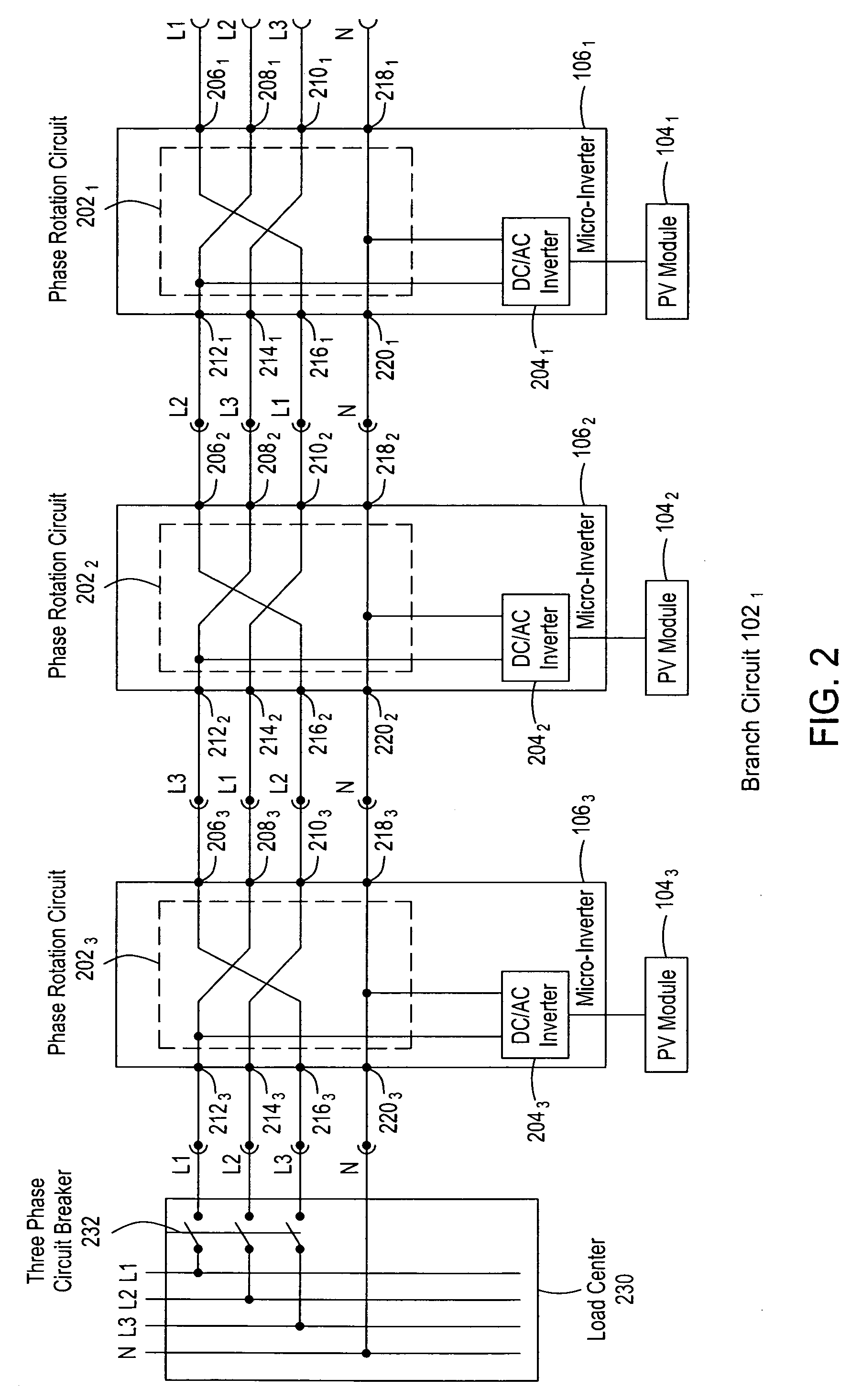 Apparatus for phase rotation for a three-phase AC circuit