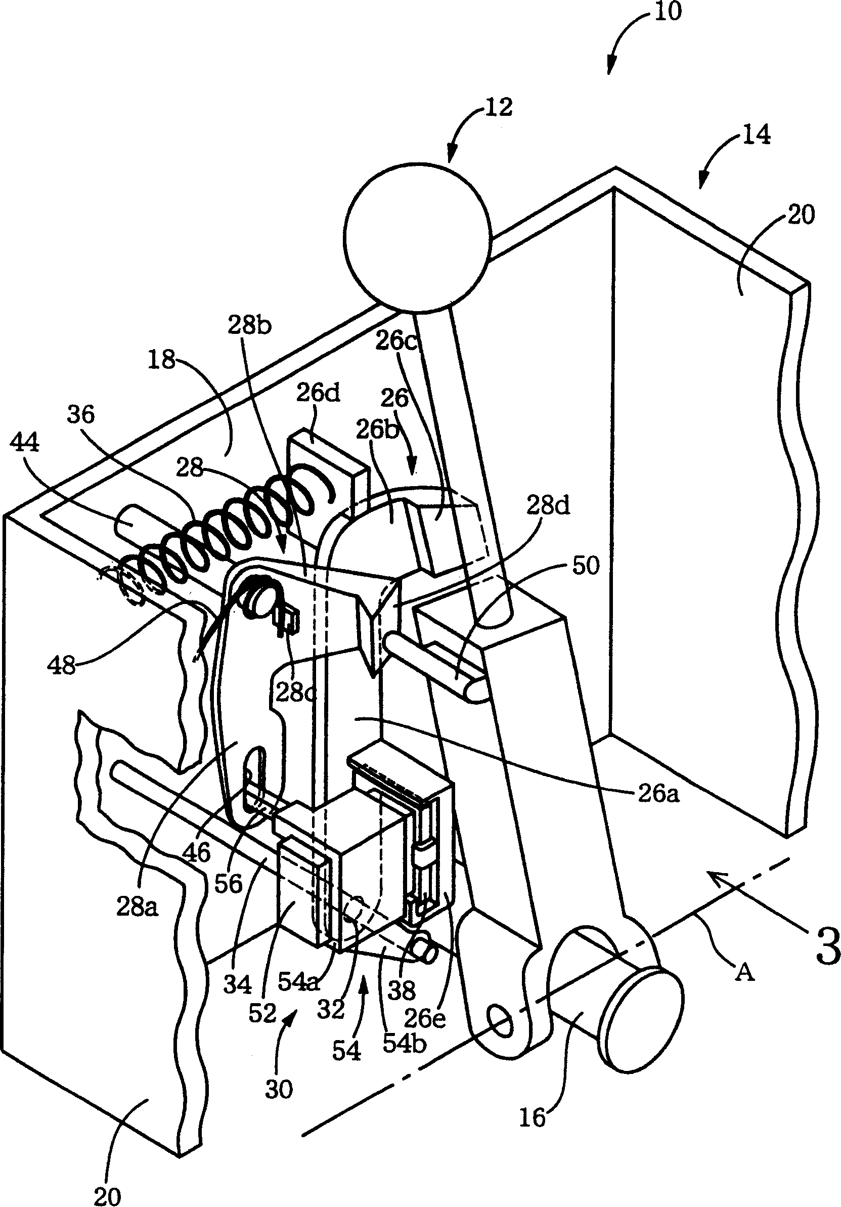 Vehicle gearshifting locking device with pivoted detent and connector