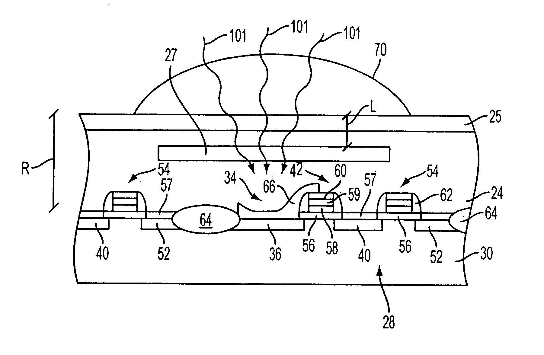 Method and apparatus providing integrated color pixel with buried sub-wavelength gratings in solid state imagers