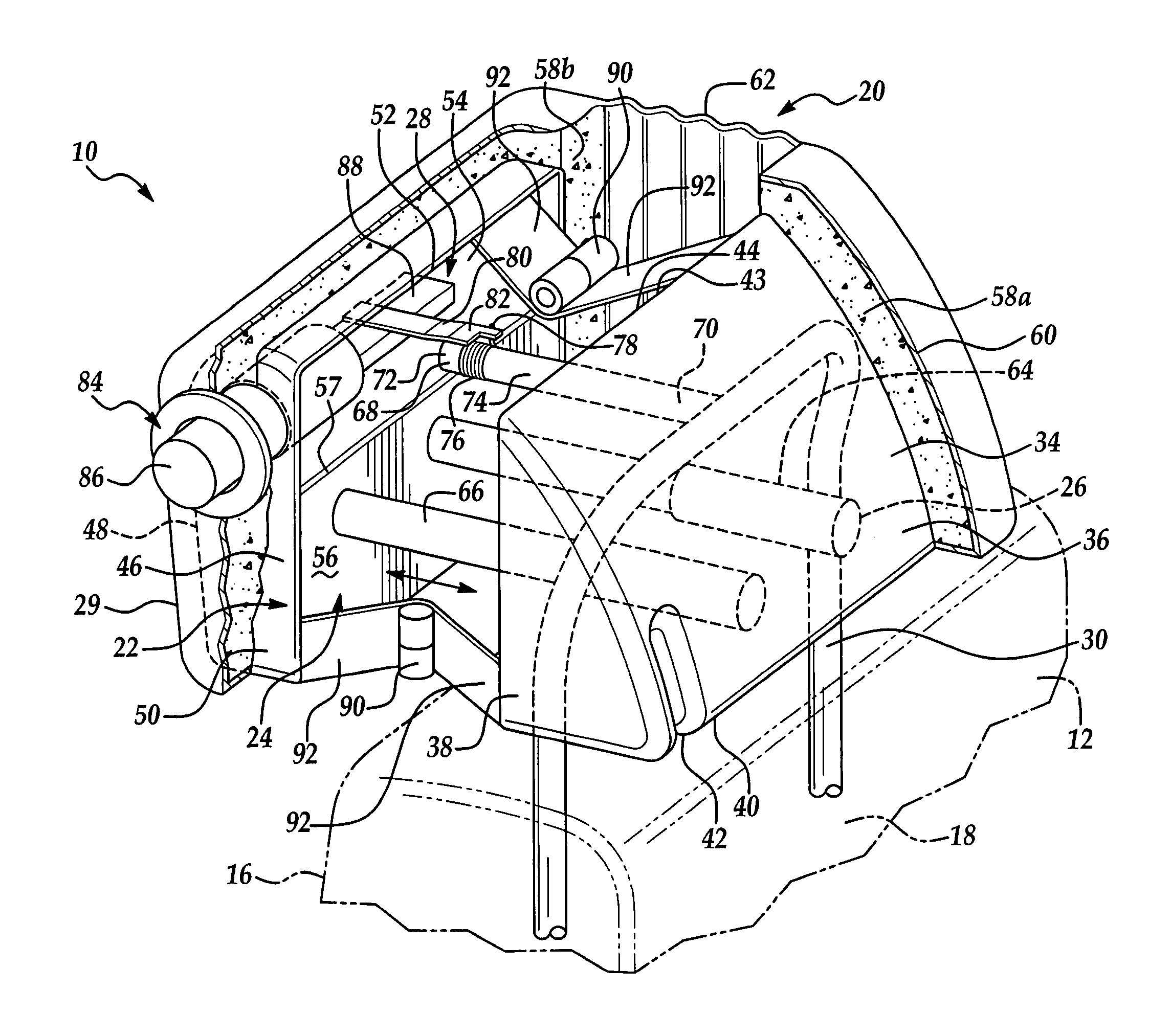 Infinitely adjustable head restraint assembly for a vehicle seat assembly