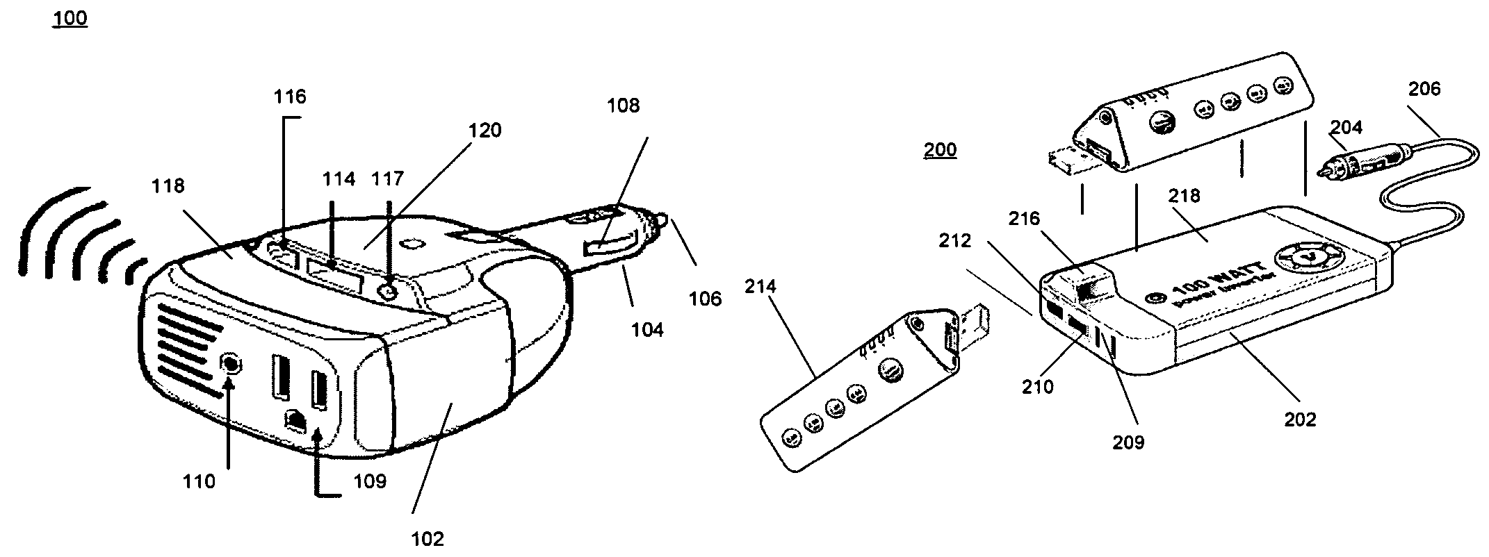 Cigarette lighter adapter device that interfaces with an external device via a port interface
