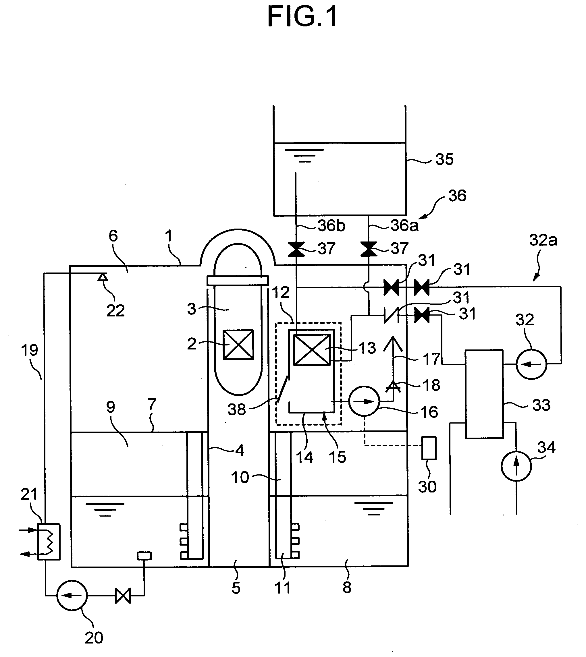 Reactor containment vessel cooling equipment
