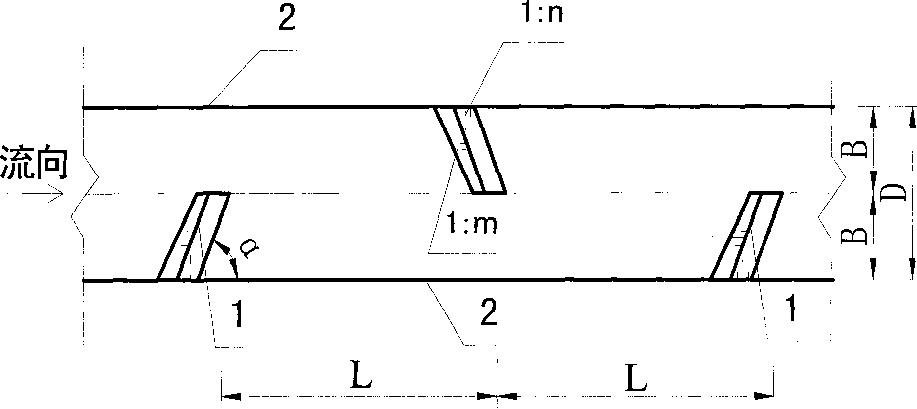 Mud-stone flow discharge guiding groove based on step anti-flushing notched sill group and use thereof